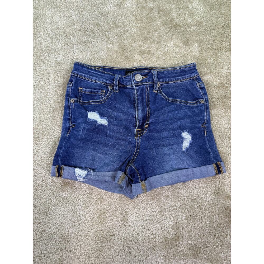 Aeropostale Women's Distressed Jean Shorts High Waisted Midi Size 4 C654